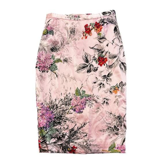 Dolce & Gabbana Pink Floral Print Stretch Silk Midi Skirt Size 38 Italy - Picture 5 of 5